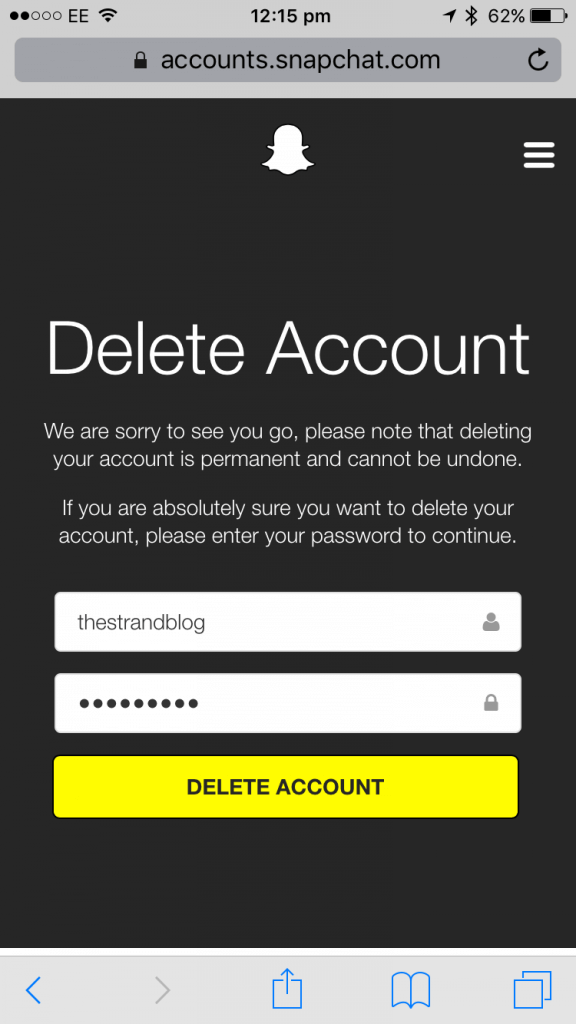 Delete your Snapchat
