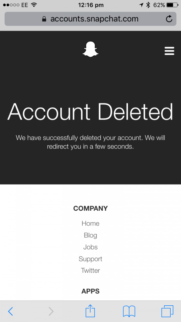 Delete your Snapchat Account
